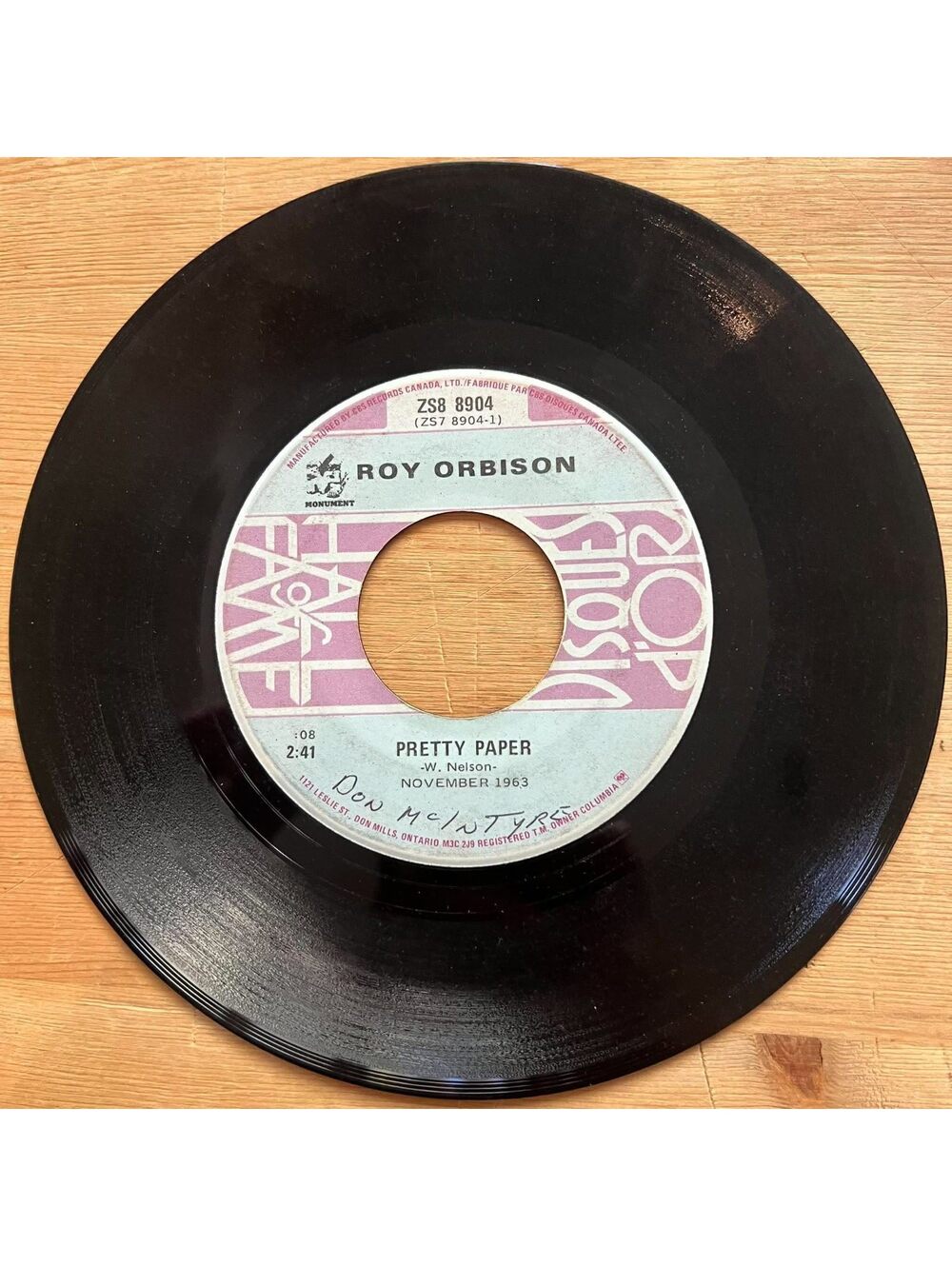 Roy Orbison - Pretty Paper/Beautiful Dreamer 45rpm VG+ R12
